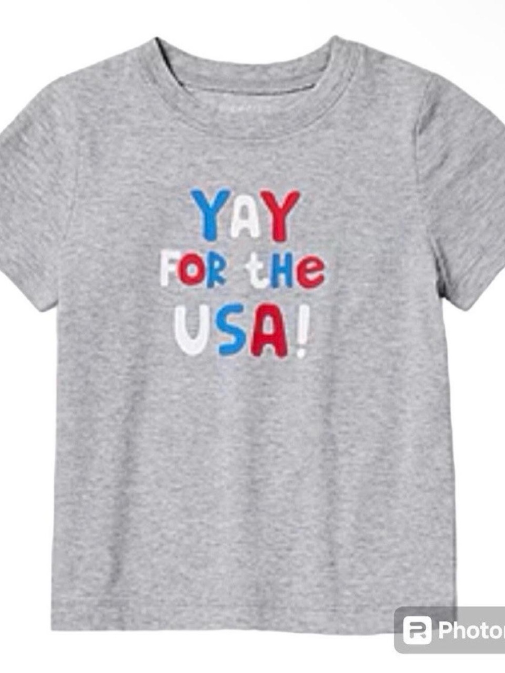 Yay For The USA ToddlerKids Heather Gray Graphic T-Shirt 4th Of July 18M